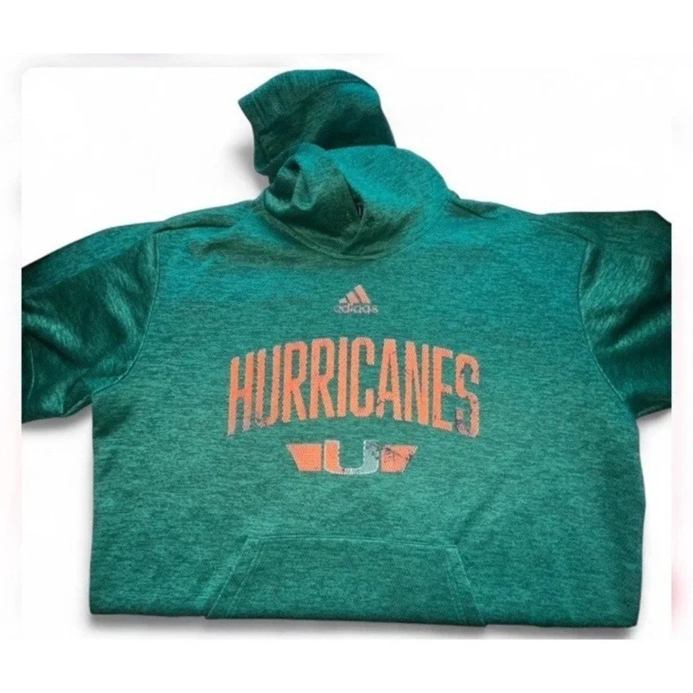 Adidas Men's Vintage Inspired Miami Hurricanes Hoodie Sweatshirt Climawarm XL